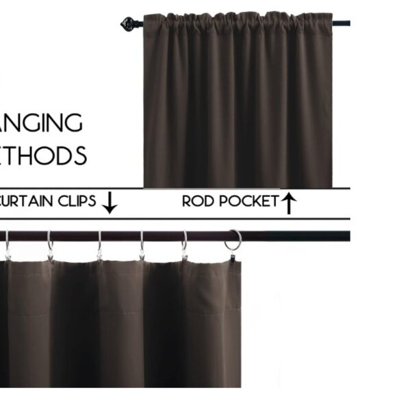 NEW! KOUFALL Brown Kitchen Window Curtains Blackout  34 X 30 Inch Length - Picture 3 of 4